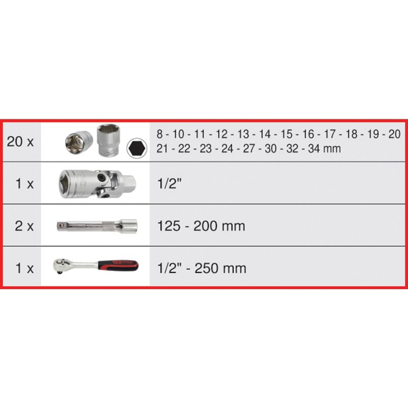 Coffret de douilles 1/2'' Ultimate - 24 pièces