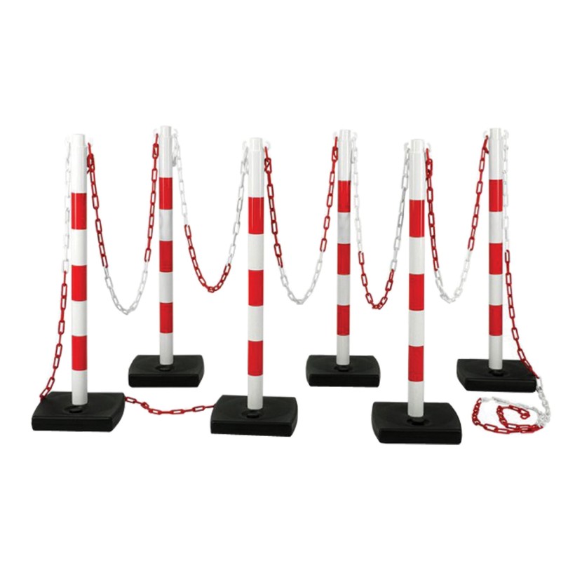 Poteau sur socle à lester : Lot de 6 poteaux + chaîne