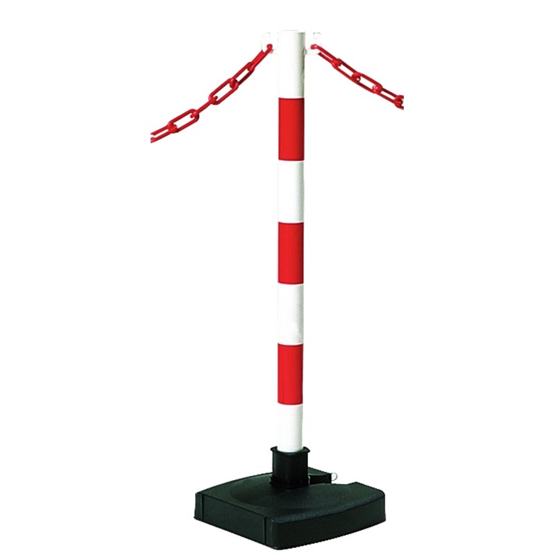 Poteau sur socle rabattable